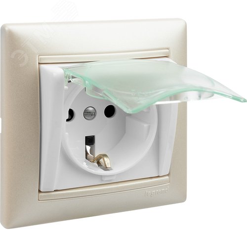 Розетка 1-местная с заземлением с защитными шторками и крышкой 16А IP44 белый VALENA - фото 11