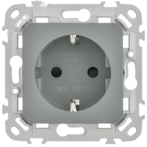 FLITE Розетка с заземлением с защитными шторками безвинтовое крепление 16А РСш11-1-ФлС серый IEK - фото 4