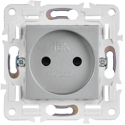 SKANDY Розетка без заземления с защитными шторками 10А SK-R01S серебряный IEK - фото 5