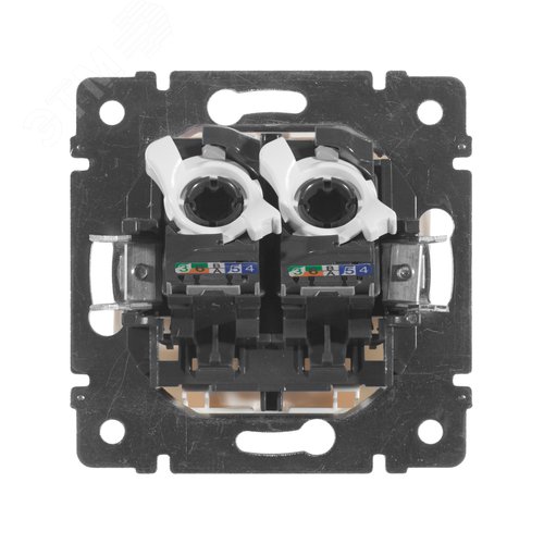 Розетка компьютерная двойная RJ45 категория 5Е UTP с захватами белый VALENA - фото 3