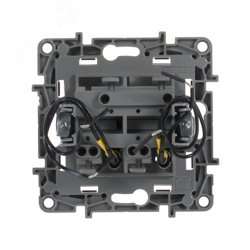 Выключатель 2-клавишный с подсветкой/индикацией 10А безвинтовое крепление антрацит ETIKA - фото 3