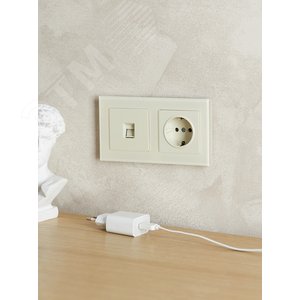 BRITE Рамка 2 поста РУ-2-2-БрВа стекло ванильный - фото 6