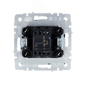 BRITE Выключатель одноклавишный проходной с индикацией 10А ВС10-1-7-БрШ шампань IEK - фото 5