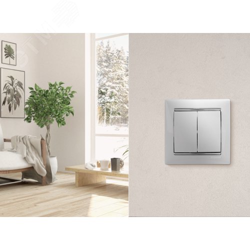 Выключатель 2-клавишный схема 5 10А безвинтовое крепление белый VALENA - фото 6