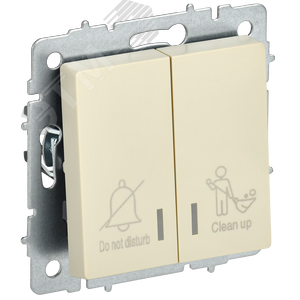 BRITE Выключатель 2-клавишный с индикацией для отелей 10А ВС10-2-9-БрКр бежевый IEK - фото 1