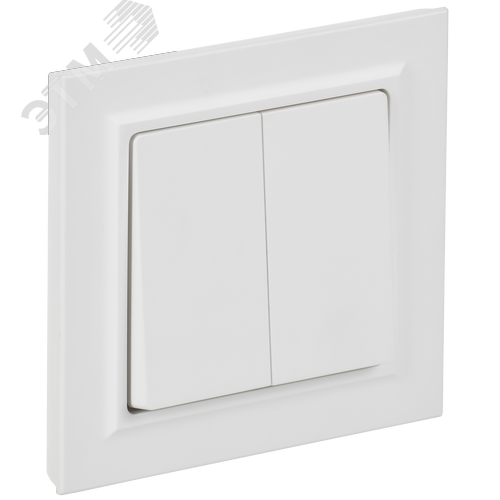 BRITE Выключатель 2-клавишный 10А безвинтовое крепление в сборе ВСР11-2-0-БрАБ арктический белый IEK - фото 1
