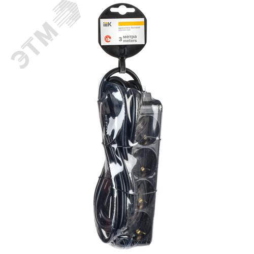 Удлинитель У04 4 места с заземлением 3м 3х1мм2 16А 250В черный - фото 2