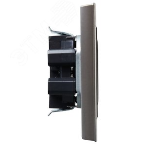 BRITE Розетка 2-местная без заземления с защитными шторками 10А в сборе РСш12-2-БрС сталь IEK - фото 3