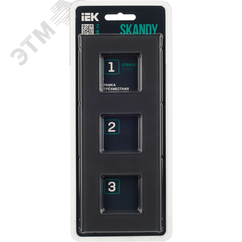SKANDY Рамка 3-местная SK-F23G стекло графит IEK - фото 5
