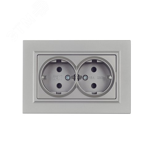 BRITE Розетка двойная с заземлением с защитными шторками 16А в сборе РСш12-3-БрС сталь - фото 7