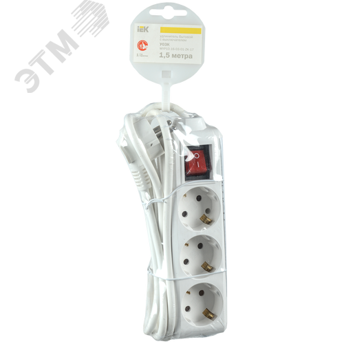 Удлинитель У03К-выключатель 3 места 2Р+PЕ/1.5 метра 3х1мм.кв 16А/250 - фото 2