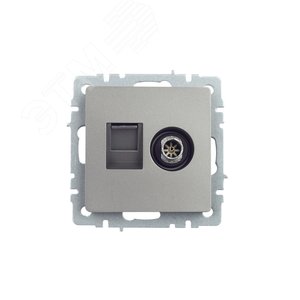BRITE Розетка двойная TV+RJ45 кат.5E РТВ/РК12-БрС сталь - фото 2