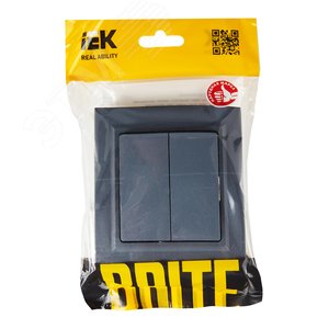 BRITE Выключатель двухклавишный 10А в сборе ВСР10-2-0-БрМ маренго IEK - фото 6