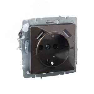 BRITE Розетка с заземлением с защитными шторками 16А с USB A+A 2,1А РЮш10-1-БрТБ бронза - фото 6