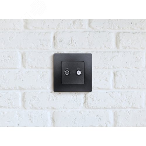 Розетка двойная TV+SAT тип звезда антрацит ETIKA - фото 4