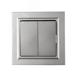 BRITE Выключатель двухклавишный 10А в сборе ВСР10-2-0-БрС сталь IEK - фото 2