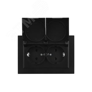 BRITE Розетка двойная с заземлением с защитными шторками и крышкой 16А в сборе IP44 РСбш12-3-44-БрЧ черный - фото 9