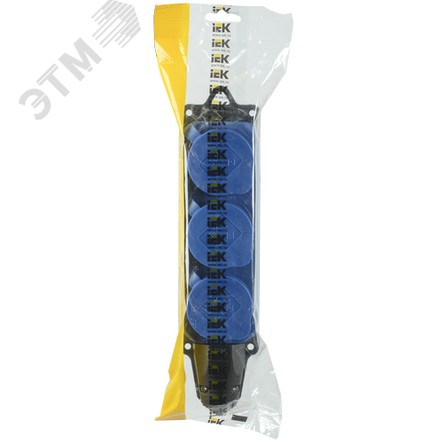 Розетка трехместная ОМЕГА IP44 синяя РБ33-1-0м - фото 2