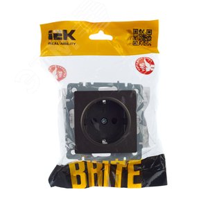 BRITE Розетка с заземлением с защитными шторками 16А РС14-1-0-БрТБ темная бронза - фото 7