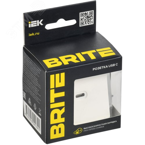 BRITE Розетка USB C 65Вт высокоскоростная зарядка РЮ12-1-БрАБ арктический белый IEK - фото 2