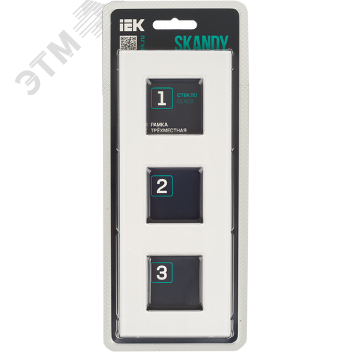 SKANDY Рамка 3-местная SK-F23W стекло арктический белый IEK - фото 5