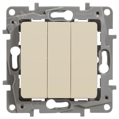 Изображение товара Выключатель 3клавишный 10А слоновая кость ETIKA (шт)