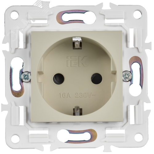 SKANDY Розетка с заземлением с защитными шторками 16А SK-R04B бежевый IEK - фото 5