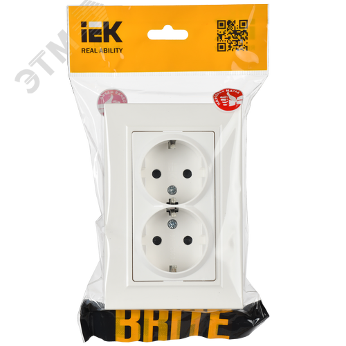 BRITE Розетка двойная с заземлением с защитными шторками 16А в сборе РСш12-3-БрБ белый - фото 6