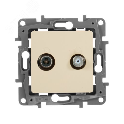 Розетка двойная TV+SAT тип звезда слоновая кость ETIKA - фото 4