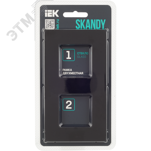 SKANDY Рамка 2-местная SK-F22Bl стекло черный IEK - фото 5