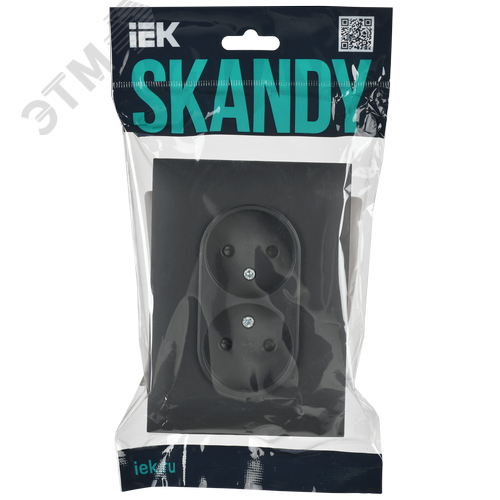 SKANDY Розетка 2-местная без заземления с защитными шторками 10А в сборе SK-R09T титан IEK - фото 6