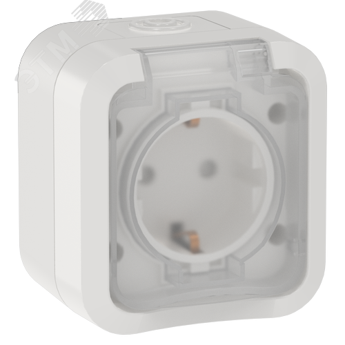 Изображение товара TORS Розетка 1-местная заземляющим контактом и крышкой 16А IP55 TS320 белый IEK (шт)