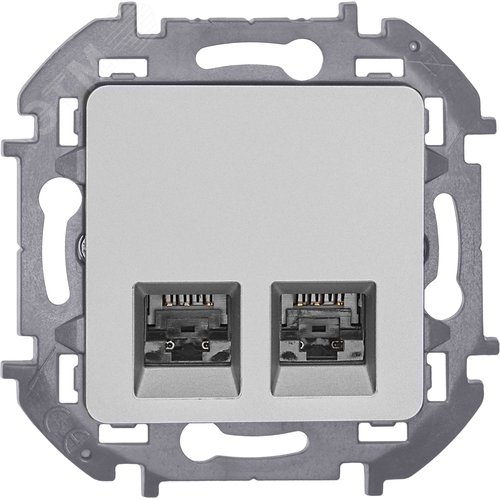 Розетка компьютерная двойная RJ45 категория 6 UTP алюминий INSPIRIA - фото 6