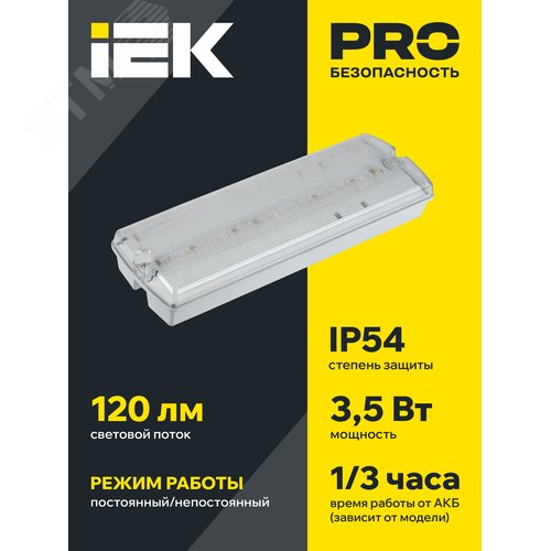 Светильник аварийный ДПА 5045-1 постоянного/непостоянного действия 1ч IP54 - фото 2