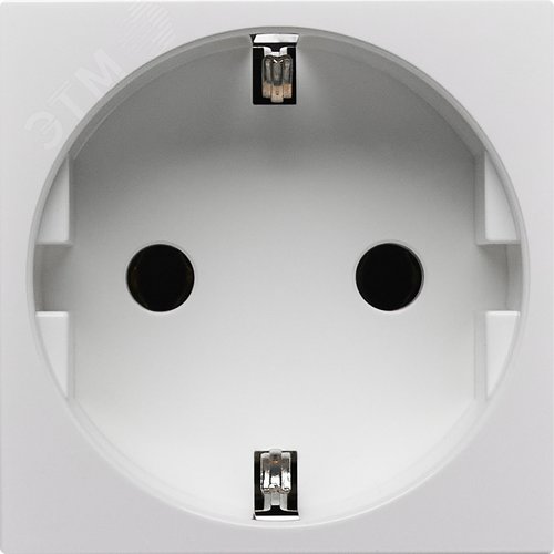 Розетка с заземляющим контактом без защитной шторки и винтовым зажимом (2 модуля) белая - фото 2