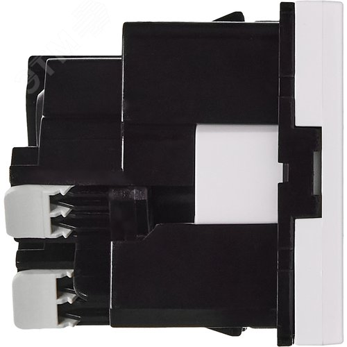 Розетка 45град с заземляющим контактом защитной шторкой и безвинтовым зажимом (2 модуля) белая - фото 3