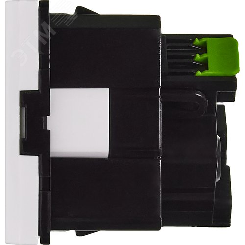 Розетка 45град с заземляющим контактом защитной шторкой и безвинтовым зажимом (2 модуля) белая - фото 4