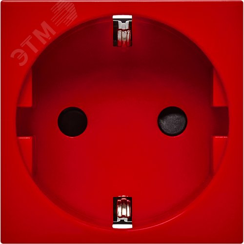 Розетка с заземляющим контактом защитной шторкой и винтовым зажимом (2 модуля) красная - фото 2