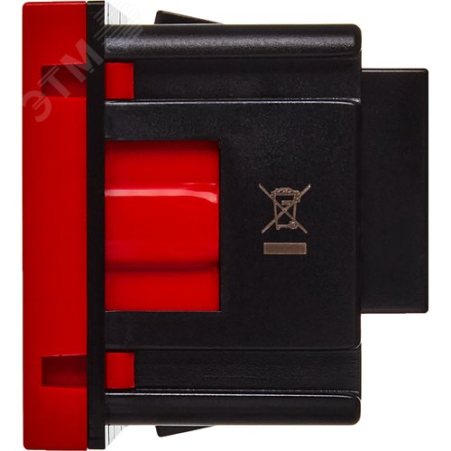 Розетка с заземляющим контактом защитной шторкой и винтовым зажимом (2 модуля) красная - фото 4