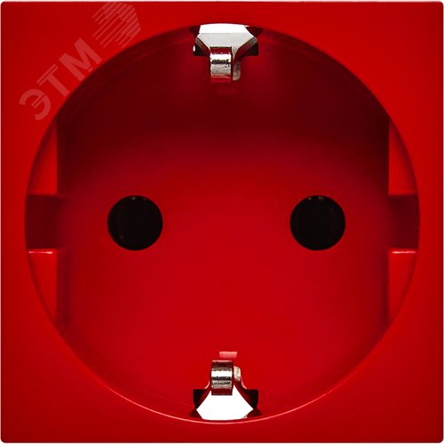 Розетка с заземляющим контактом без защитной шторки и безвинтовым зажимом (2 модуля) красная - фото 2