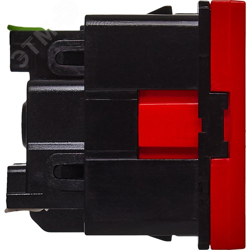 Розетка с заземляющим контактом без защитной шторки и безвинтовым зажимом (2 модуля) красная - фото 3