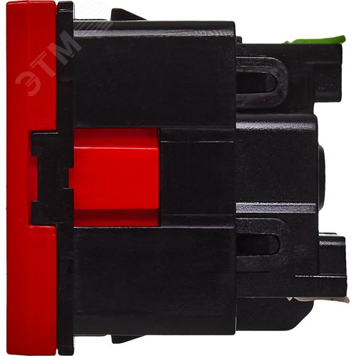 Розетка с заземляющим контактом без защитной шторки и безвинтовым зажимом (2 модуля) красная - фото 4