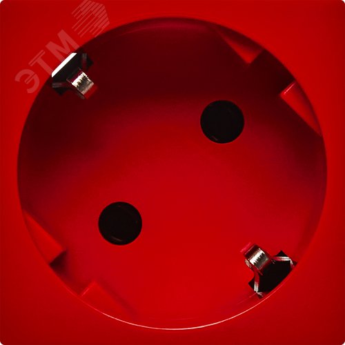 Розетка 45град с заземляющим контактом без защитной шторки и безвинтовым зажимом (2 модуля) красная - фото 2