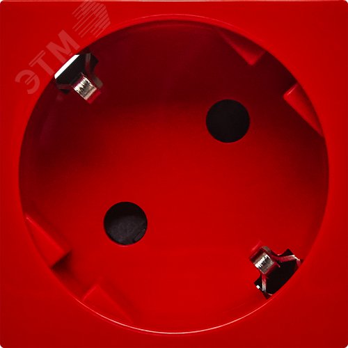 Розетка 45град с заземляющим контактом защитной шторкой и безвинтовым зажимом (2 модуля) красная - фото 2