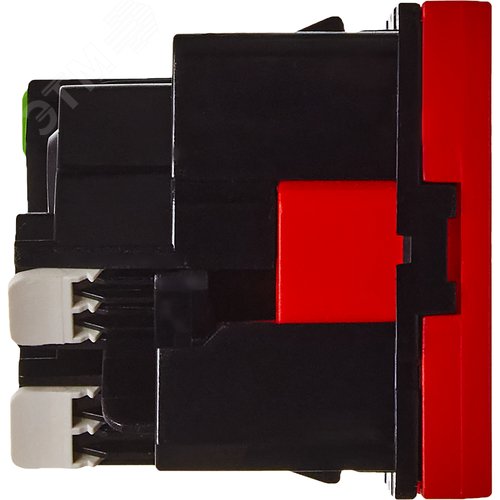 Розетка 45град с заземляющим контактом защитной шторкой и безвинтовым зажимом (2 модуля) красная - фото 3