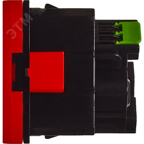 Розетка 45град с заземляющим контактом защитной шторкой и безвинтовым зажимом (2 модуля) красная - фото 4