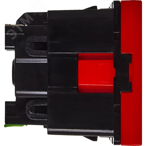 Розетка с заземляющим контактом защитной шторкой винтовым зажимом и блокировкой (2 модуля) красная - фото 3