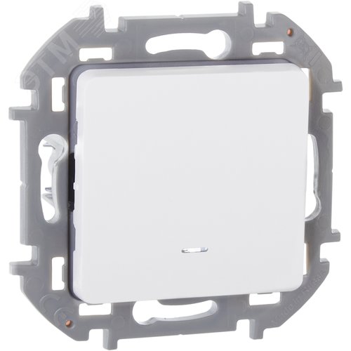 Изображение товара Выключатель 1-клавишный с подсветкой/индикацией 10АХ безвинтовое крепление белый INSPIRIA (шт)