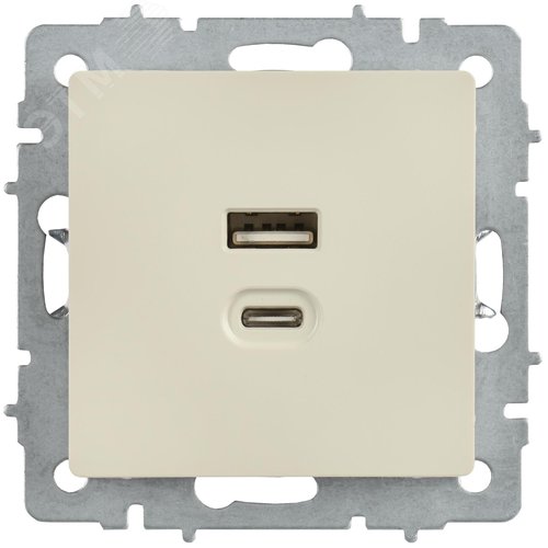 BRITE Розетка USB A+C 45Вт высокоскоростная зарядка РЮ11-2-БрКр бежевый IEK - фото 6