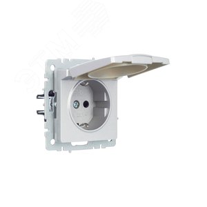 BRITE Розетка с заземлением с защитными шторками и крышкой 16А IP44 РСбш10-3-44-БрА алюминий - фото 2